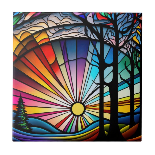 Stained Glass Sunset Tile (Front)
