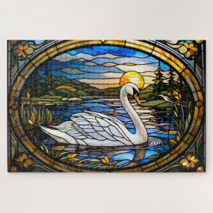 Stained Glass Swan Jigsaw Puzzle