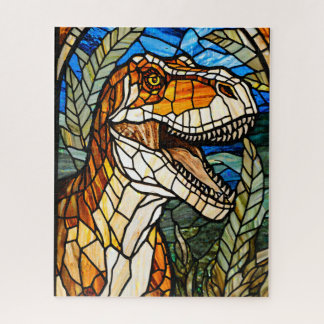 Stained Glass T-Rex Dinosaur Jigsaw Puzzle