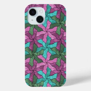 Stained Glass Tessellated Flowers iPhone 15 Case