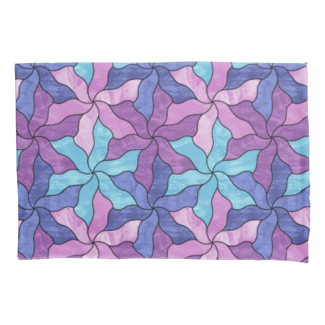 Stained Glass Tessellated Flowers Pillowcase (Front)