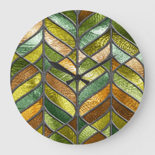 Stained Glass Texture: Colourful 3D Elegance. Large Clock