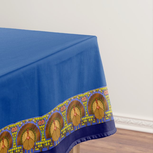 Stained Glass Thanksgiving Turkey 52" x 70" Tablecloth (In Situ)