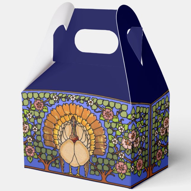 Stained Glass Thanksgiving Turkey Gable Favor Box (Front)