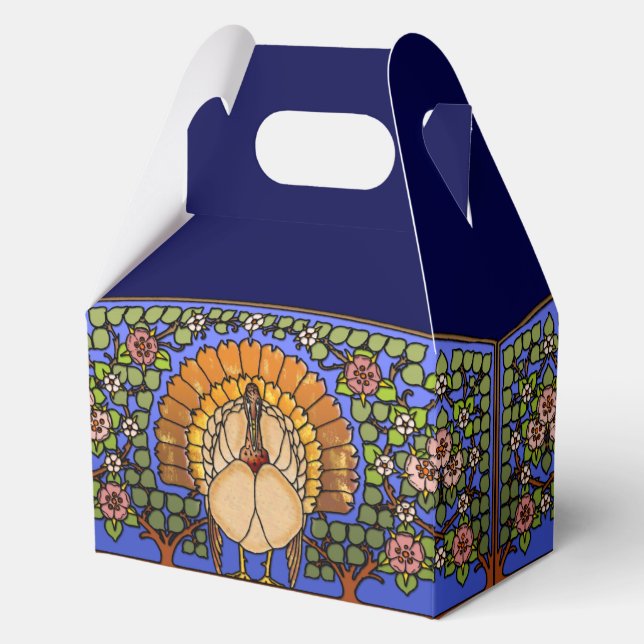 Stained Glass Thanksgiving Turkey Gable Favor Box (Front)