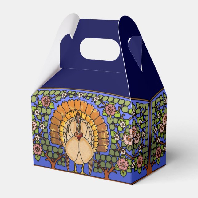 Stained Glass Thanksgiving Turkey Gable Favor Box (Front Side)