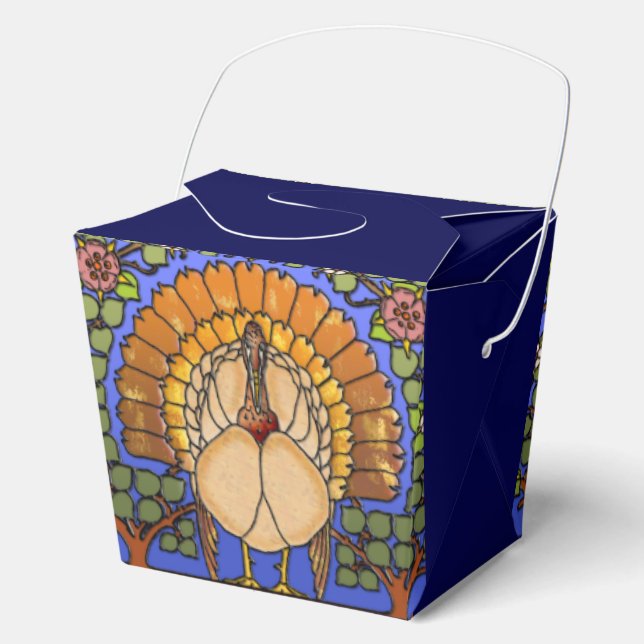 Stained Glass Thanksgiving Turkey Takeout  Favor Box (Front)