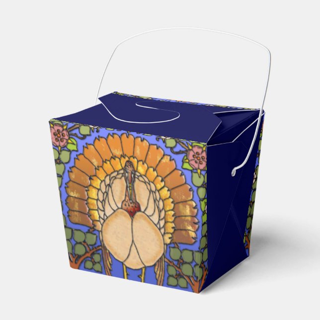Stained Glass Thanksgiving Turkey Takeout  Favor Box (Front Side)