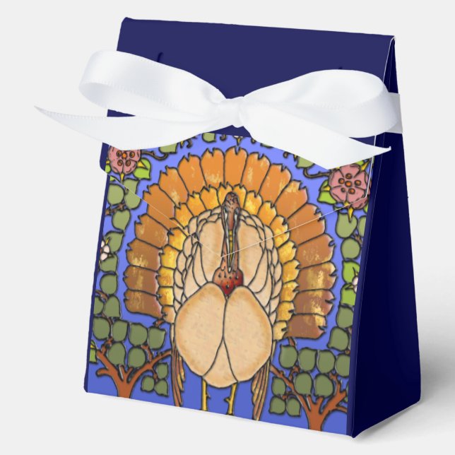 Stained Glass Thanksgiving Turkey Tent Favor Box (Front)