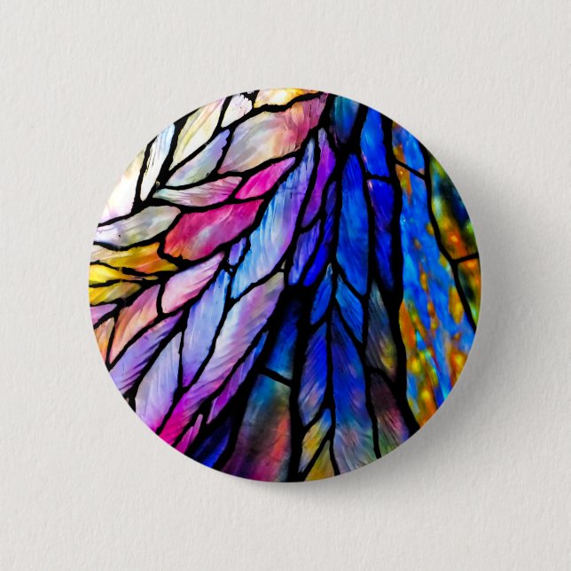 Stained Glass, Tiffany - Style,  2 Inch Round Button (Front)