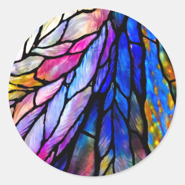 Stained Glass,  Tiffany Style, Classic Round Sticker (Front)
