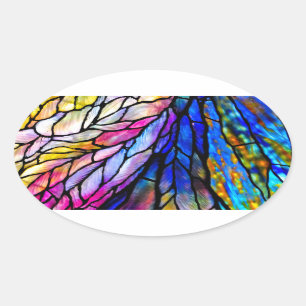 Stained Glass, Tiffany - Style, Oval Sticker