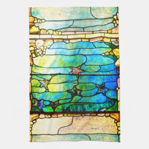 Stained glass tiffany window starfish sea kitchen towel