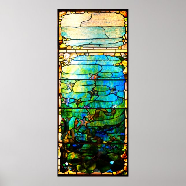Stained glass tiffany window starfish sea poster (Front)