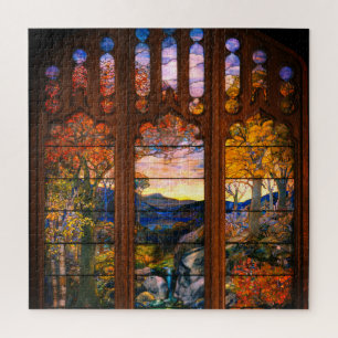 Stained glass tiffany window Victorian elegant Jigsaw Puzzle
