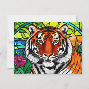 Stained Glass Tiger Postcard