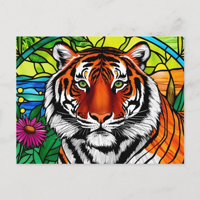 Stained Glass Tiger  Postcard (Front)