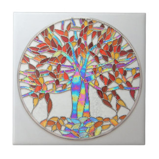 Stained glass "Tree of Enchantment" version 2 Tile