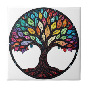 Stained Glass Tree of Life Ceramic Tile