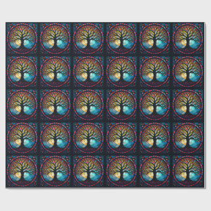 Stained Glass Tree of Life  Ceramic Tile Wrapping Paper