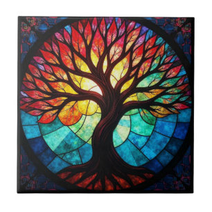 Stained Glass Tree of Life Tile