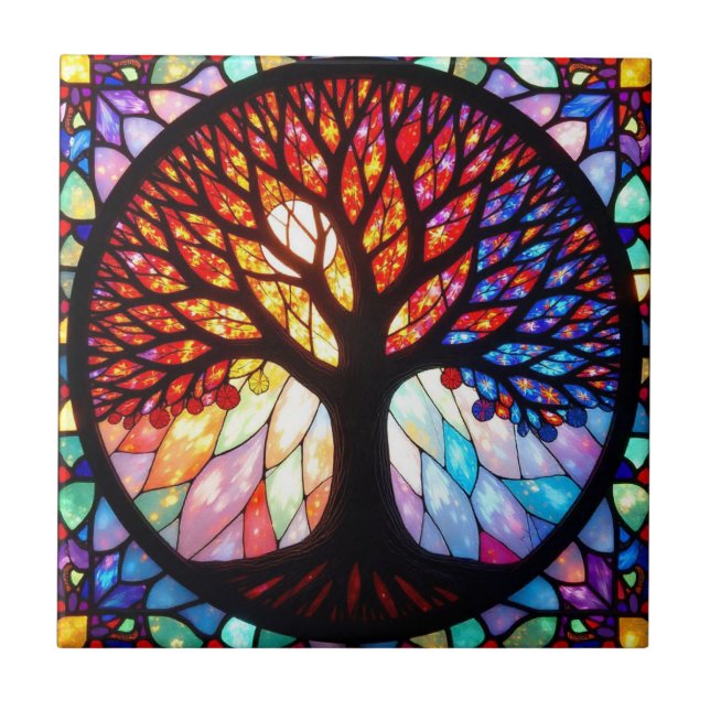 Stained Glass Tree of Life  Tile (Front)