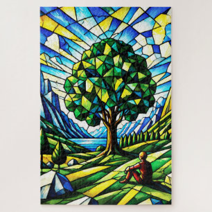 Stained Glass Tree of Serenity Jigsaw Puzzle