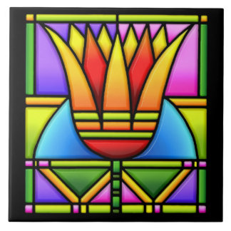 stained glass tulip/lotus design tile