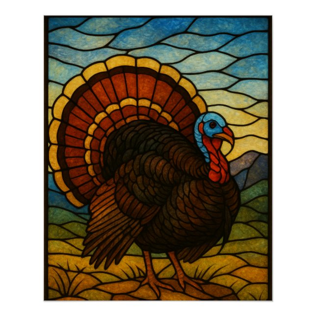 Stained Glass Turkey Poster (Devant)