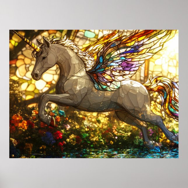 Stained glass unicorn poster (Front)