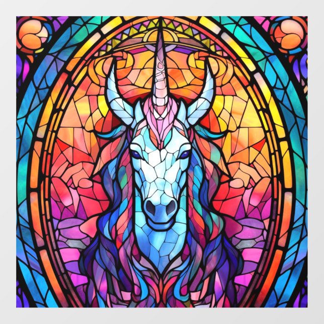 Stained Glass Unicorn Window Cling (Sheet)