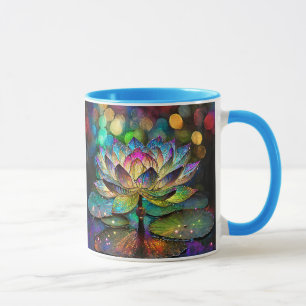 Stained Glass Vibrant Lotus Flower Mug