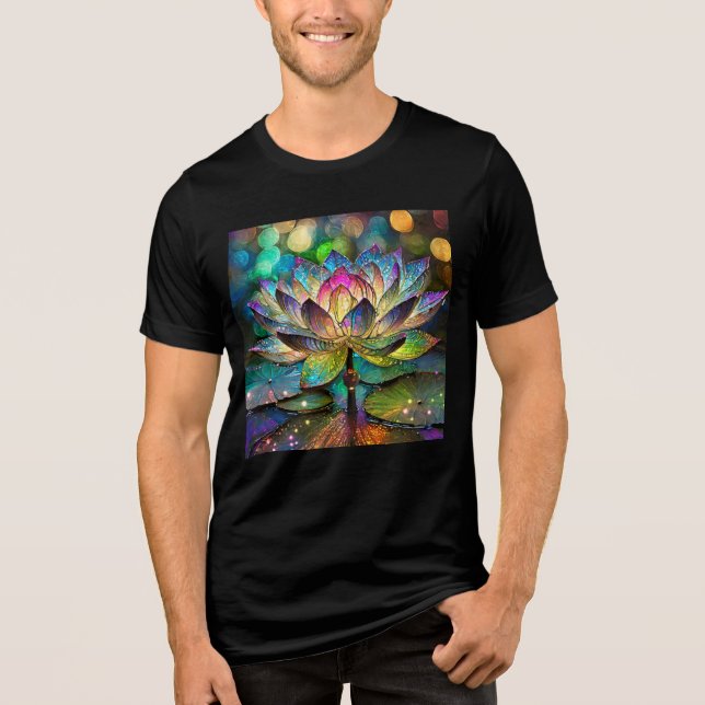 Stained Glass Vibrant Lotus Flower Tri-Blend Shirt (Front)