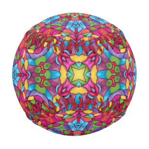 Stained Glass Vintage Purple Kaleidoscope Baseball