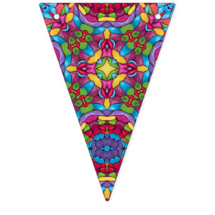 Stained Glass Vintage Purple Kaleidoscope Bunting Flags