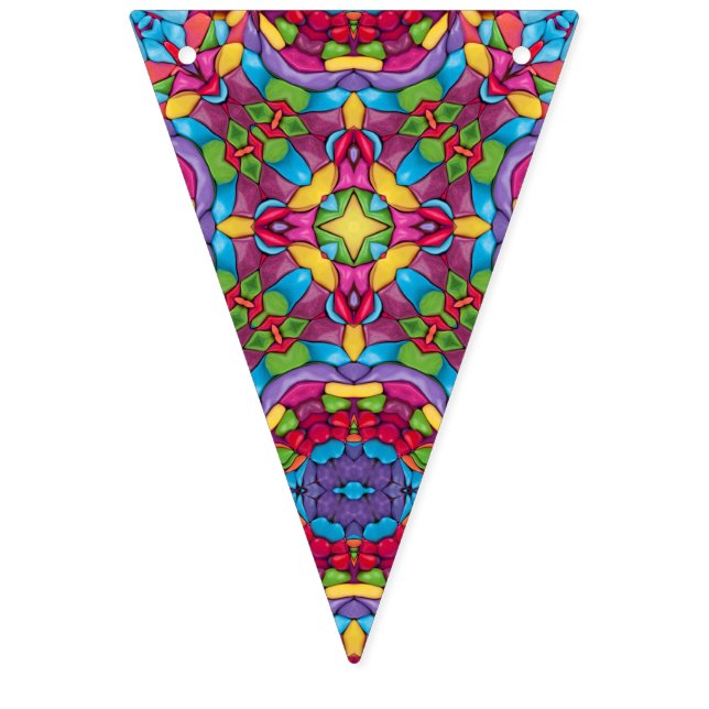Stained Glass Vintage Purple Kaleidoscope Bunting Flags (Second Flag)