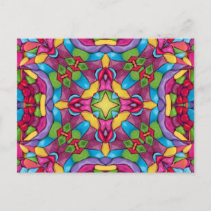 Stained Glass Vintage Purple Kaleidoscope Postcard