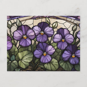 Stained Glass Violet Flowers Postcard