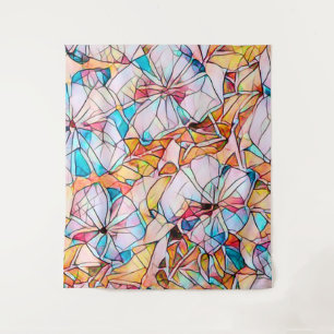 Stained Glass Violets Tapestry