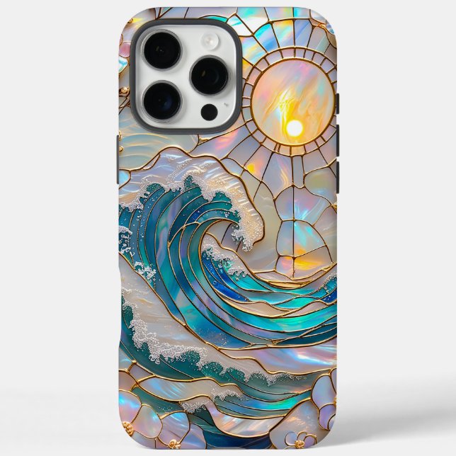 Stained Glass Wave Sun Rising iPhone Case (Back)