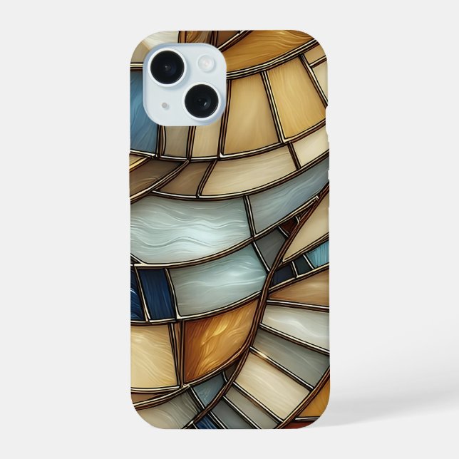 Stained Glass Waves iPhone 15 Case (Back)