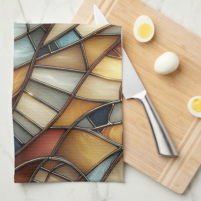 Stained Glass Waves Kitchen Towel (Quarter Fold)
