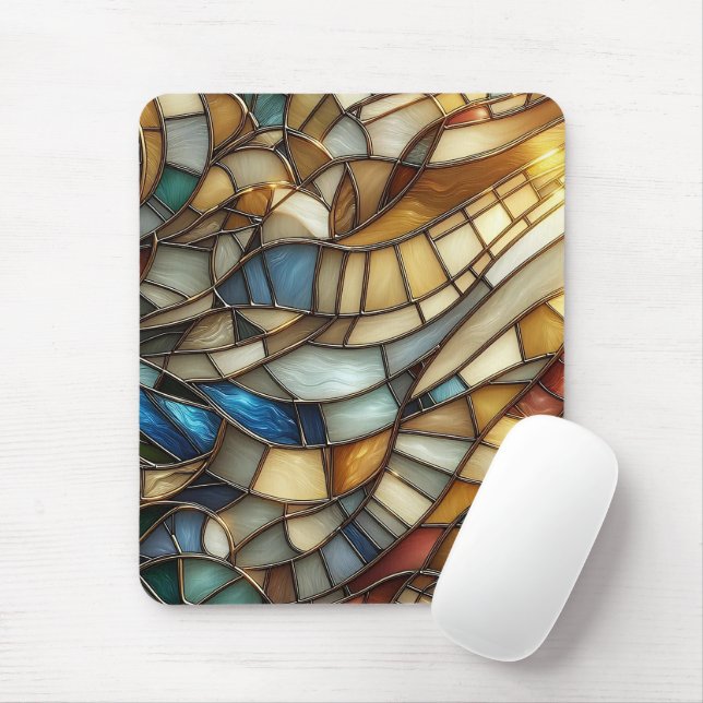 Stained Glass Waves Mouse Pad (With Mouse)