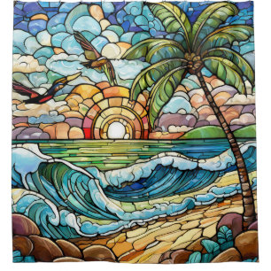 Stained glass waves on beach