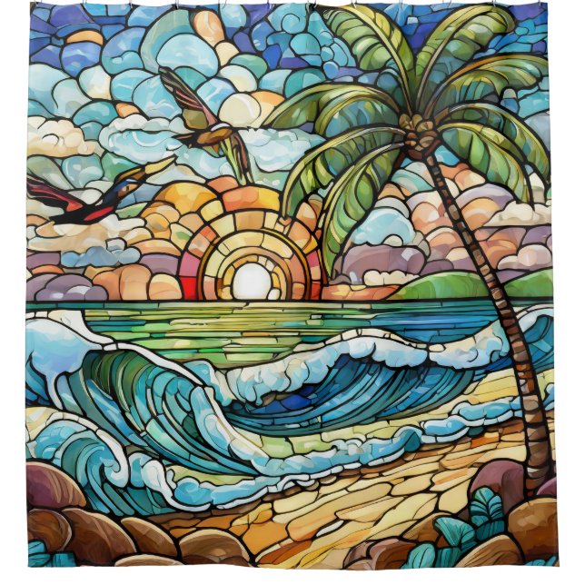 Stained glass waves on beach (Front)