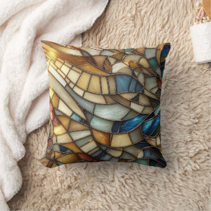 Stained Glass Waves Throw Pillow