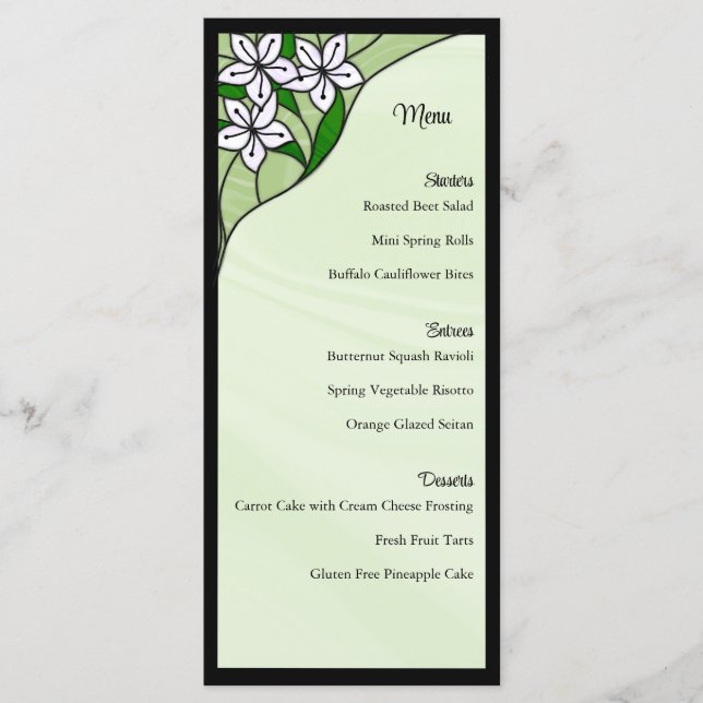 Stained Glass Wedding Menu Card (Front)