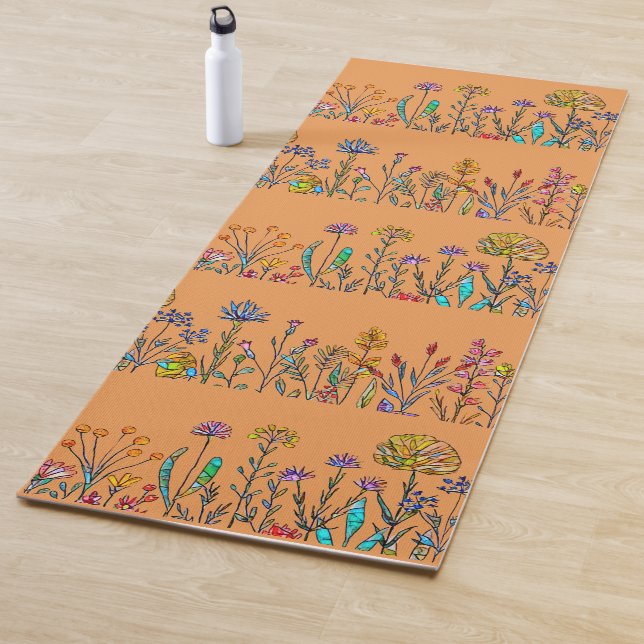 Stained Glass Wildflowers Yoga Mat (In Situ)