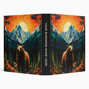 Stained Glass Wildlife Mountain Sunset Bear Binder