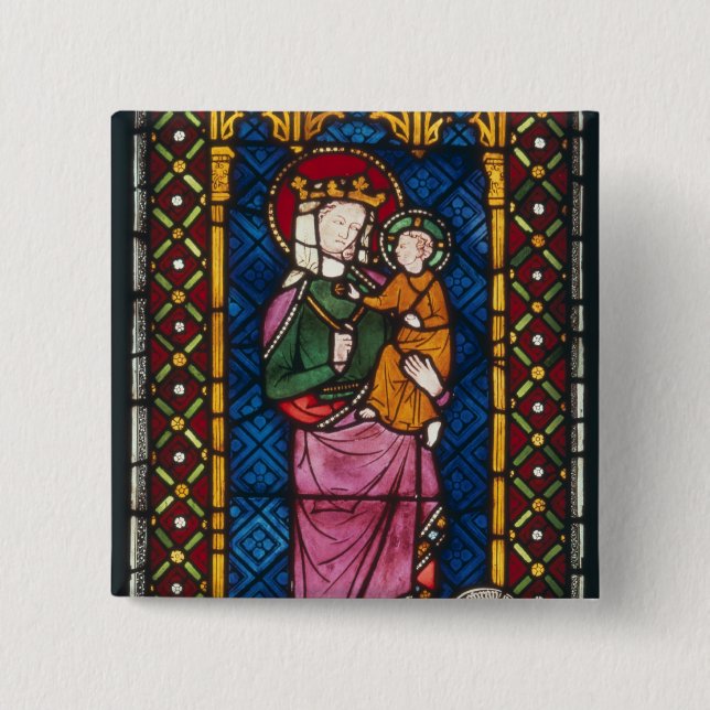 Stained Glass Window 2 Inch Square Button (Front)